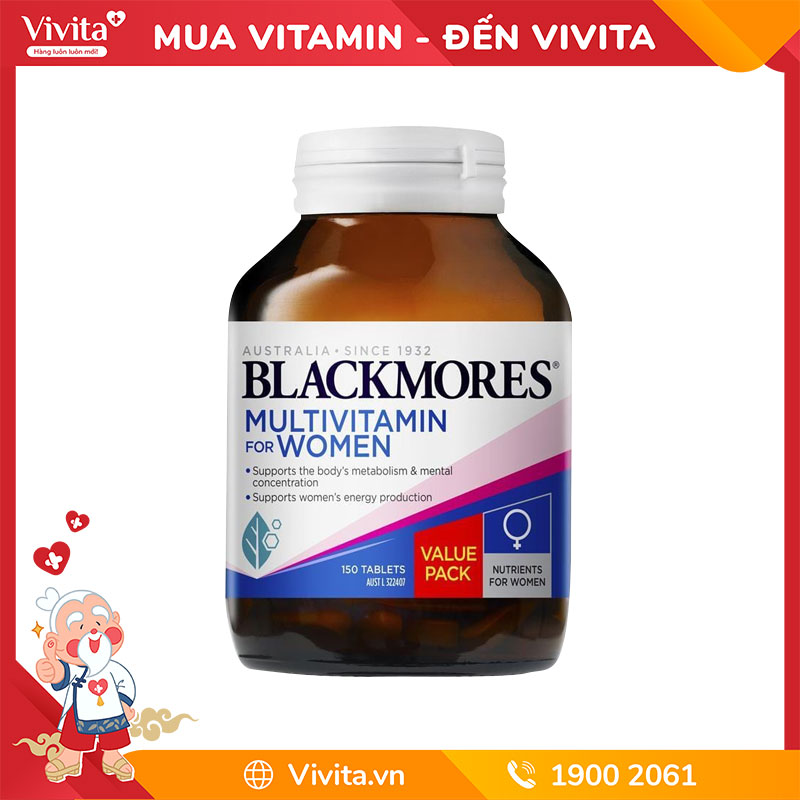 Blackmores Multivitamin For Women Hỗ Trợ Bổ Sung Vitamin Cho Phụ Nữ | Hộp 50 Viên