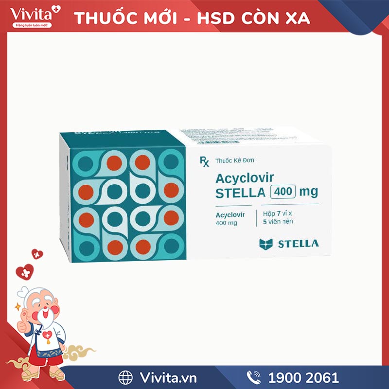 Thuốc kháng virus Acyclovir Stella 400mg | Hộp 35 viên