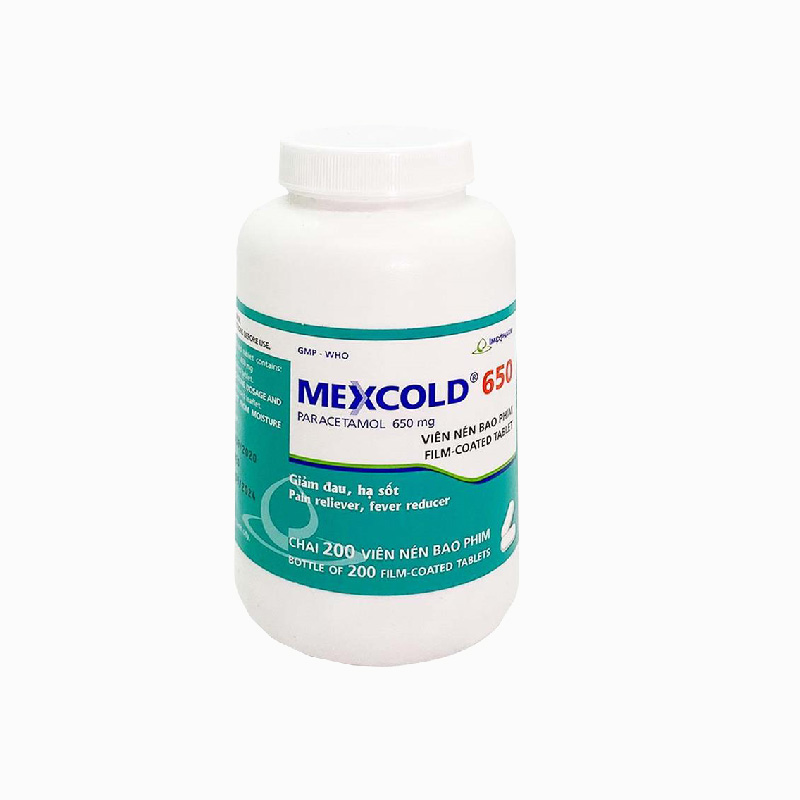 Thuốc giảm đau, hạ sốt Mexcold 650 Imexpharm | Chai 200 viên