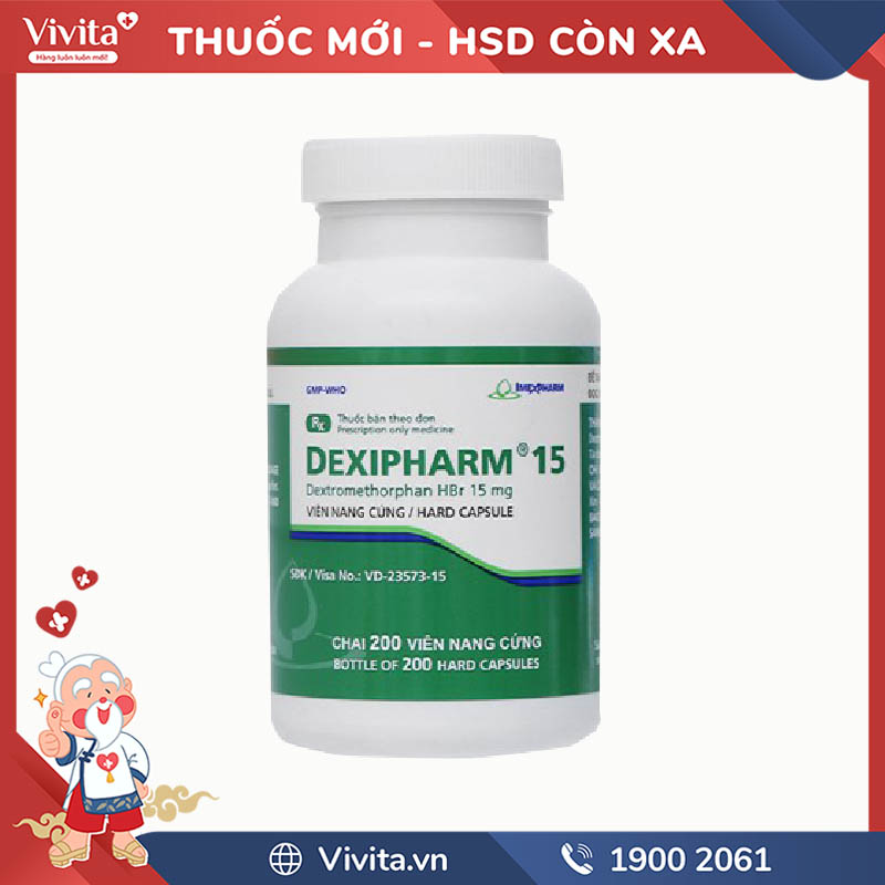 Thuốc ho Dexipharm 15mg | Chai 200 viên nang