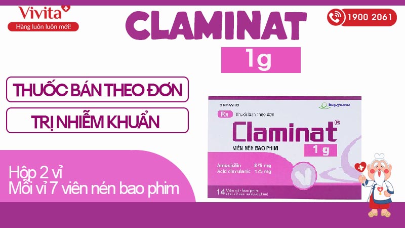 Thuốc kháng sinh trị nhiễm khuẩn Claminat 1g