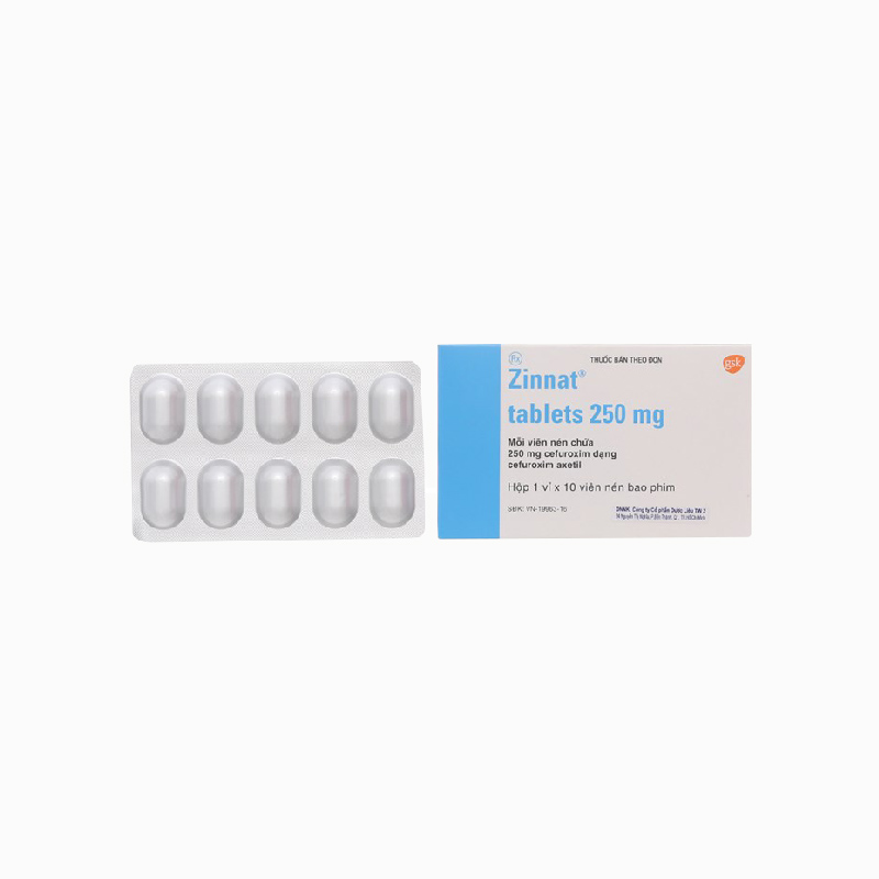 Thuốc kháng sinh trị nhiễm khuẩn Zinnat Tablets 250mg l Hộp 10 viên