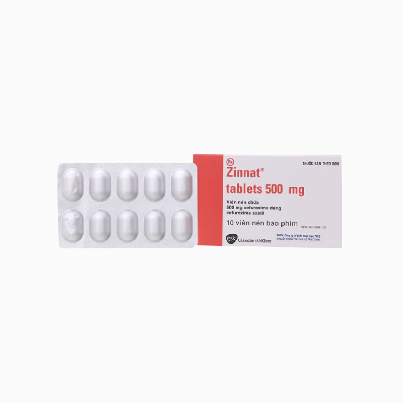 Thuốc kháng sinh trị nhiễm khuẩn Zinnat Tablets 500mg l Hộp 10 viên