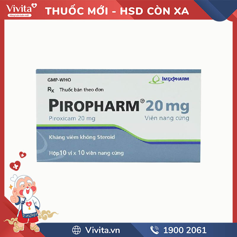 Thuốc giảm đau, kháng viêm Piropharm 20mg Imexpharm | Hộp 100 viên