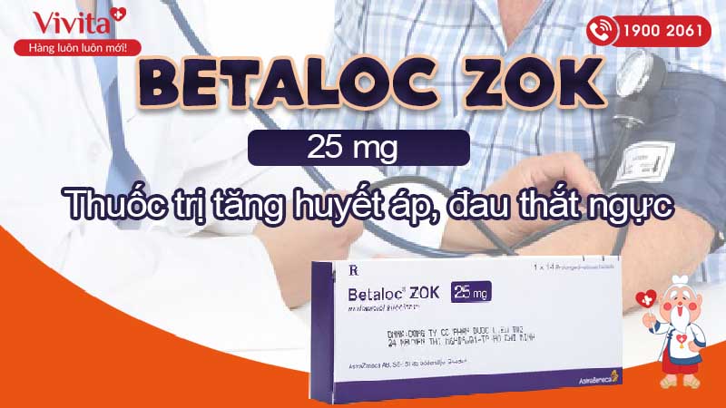 Thuốc trị cao huyết áp, đau thắt ngực Betaloc Zok 25mg