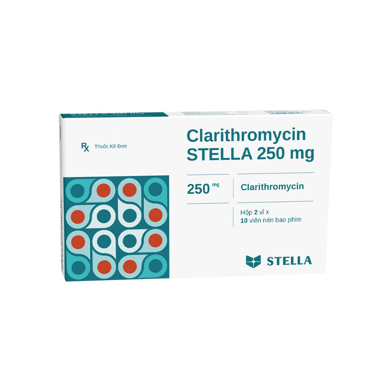 Thuốc kháng sinh Clarithromycin STELLA 250 mg | Hộp 20 viên