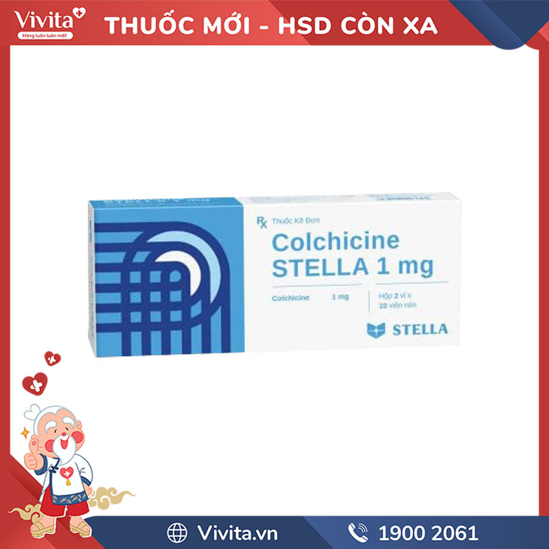 Thuốc trị gút Colchicin Stella 1mg | Hộp 10 viên