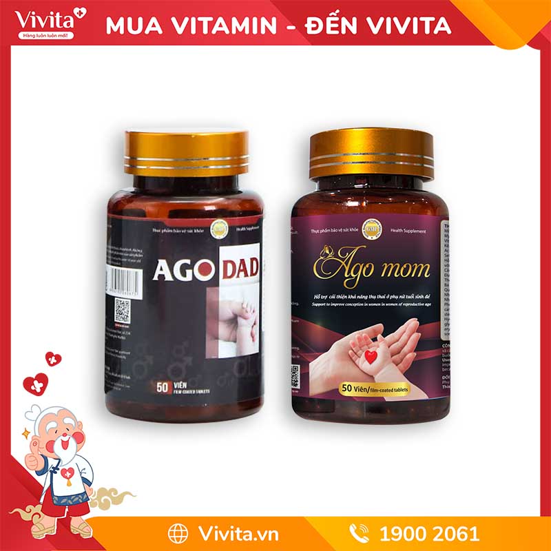 Combo Ago Mom và Ago Dad - Viên Uống Hỗ Trợ Sức Khỏe Sinh Sản | Hộp 50 viên