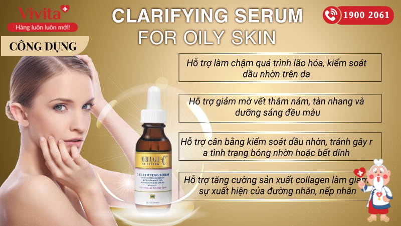 Serum Obagi Clarifying For Oily Skin Tinh Chất Dưỡng Trắng Dành Cho Da Dầu | Chai 30ml
