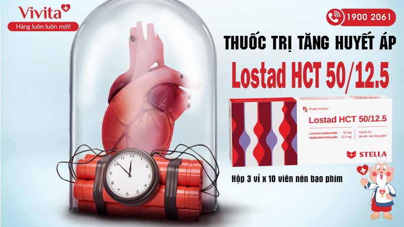 Thuốc trị tăng huyết áp Lostad HCT 50/12.5