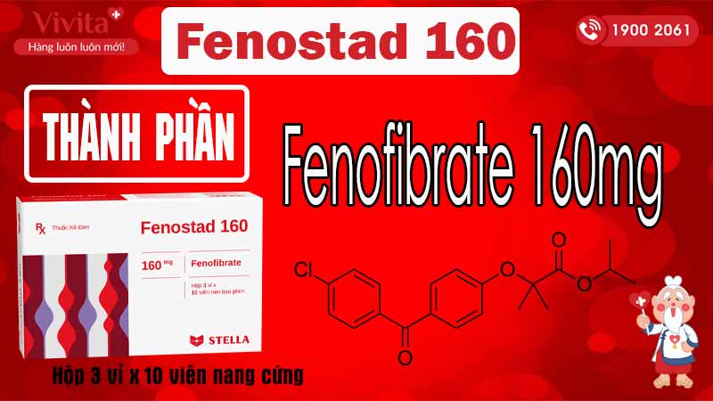 Thành phần thuốc trị mỡ máu Fenostad 160