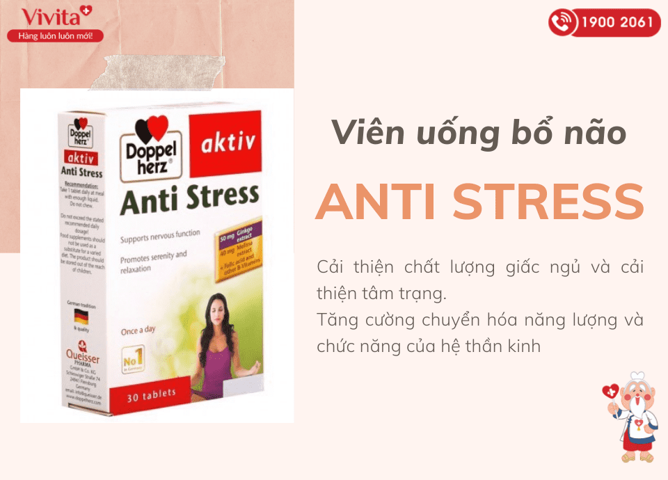 Viên uống Anti Stress hỗ trợ tăng cường tính linh hoạt cho não bộ.