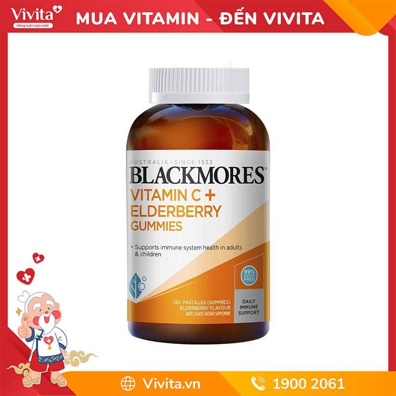 Kẹo Dẻo Blackmores Vitamin C Hương Elderberry | Tăng Cường Vitamin C Hương Elderberry|Hộp 120 Viên