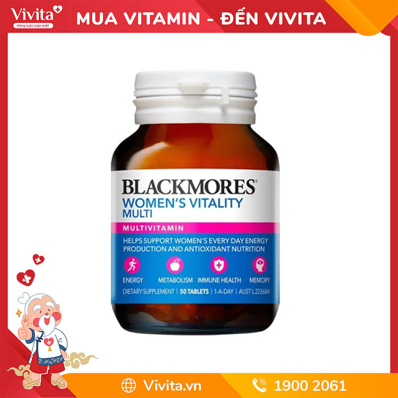 Viên Uống Blackmores Women's Vitality Multi Vitamin | Tổng Hợp Cho Phụ Nữ |Hộp 50 Viên