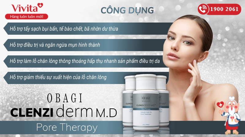 công dụng Obagi Clenziderm MD Pore Therapy