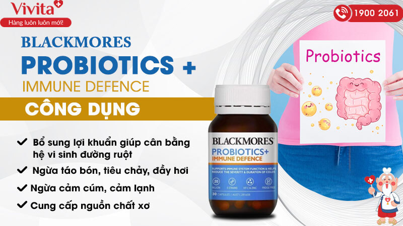 Công dụng Blackmores Probiotics + Immune Defence