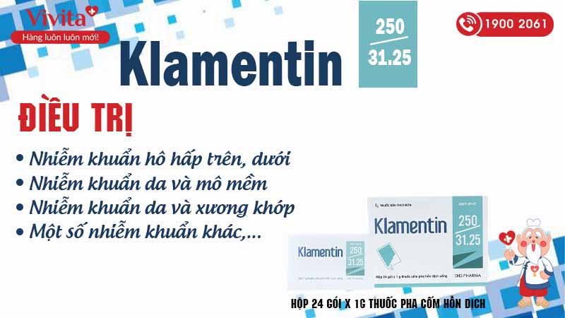 Công dụng thuốc kháng sinh klamentin 250/31.25