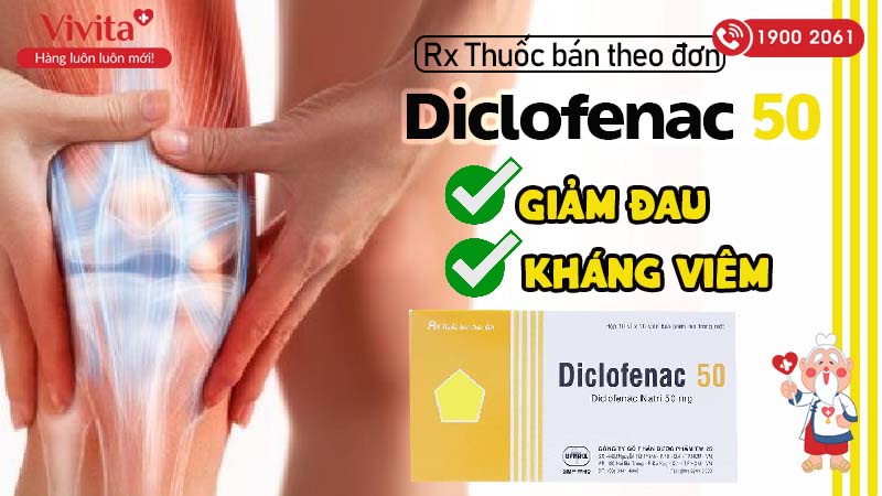 Thuốc giảm đau, kháng viêm Diclofenac Uphace 50mg