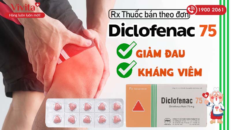Thuốc giảm đau, kháng viêm Diclofenac Uphace 75mg