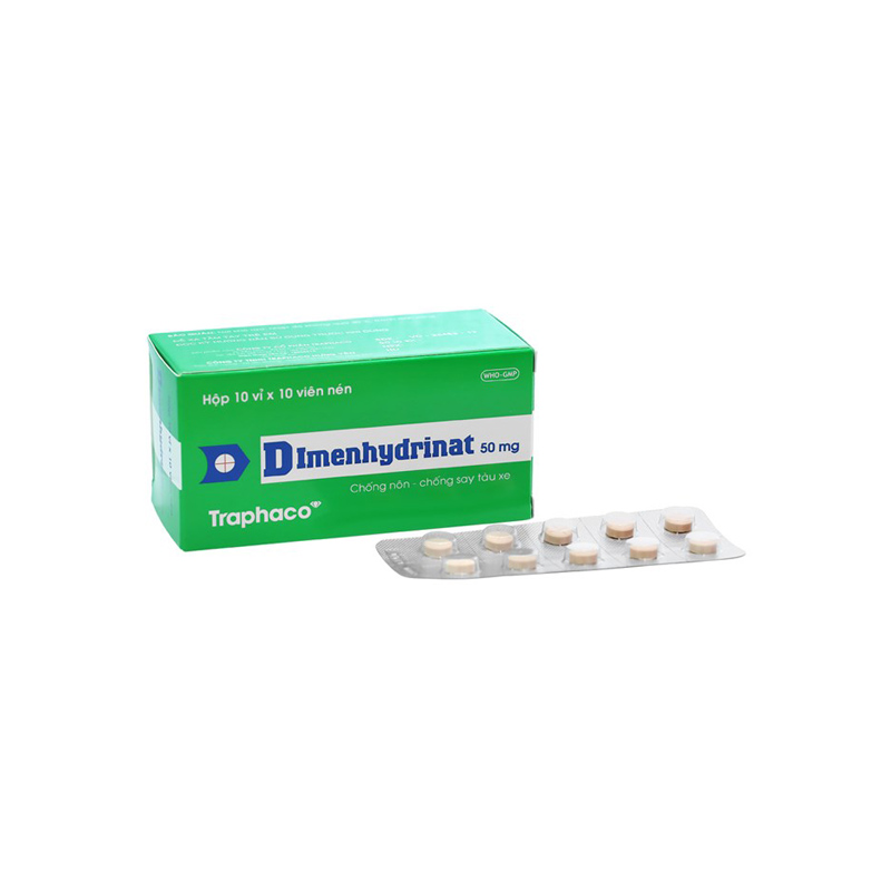 Thuốc chống say xe Dimenhydrinat 50mg Trapharco | Hộp 100 viên