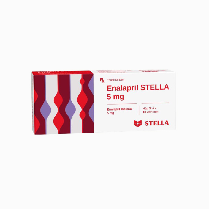 Thuốc trị cao huyết áp, suy tim Enalapril Stella 5mg | Hộp 30 viên