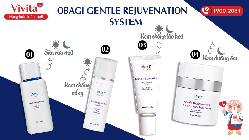 Người dùng cần sử dụng bộ Obagi Gentle Rejuvenation System buổi sáng và buổi tối