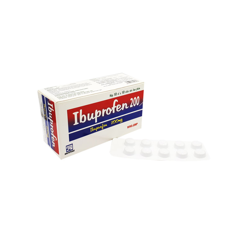 Thuốc giảm đau, kháng viêm Ibuprofen 200mg Nadyphar | Hộp 100 viên
