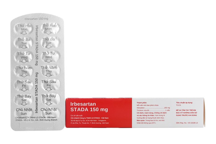 Thuốc trị cao huyết áp Irbesartan Stella 150mg | Hộp 28 viên