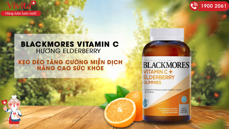kẹo dẻo tăng đề kháng Blackmores Vitamin C Hương Elderberry
