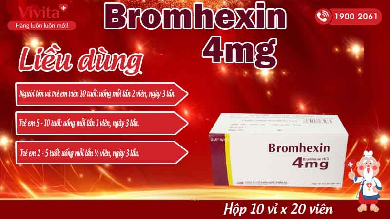 Liều dùng bromhexin 4mg