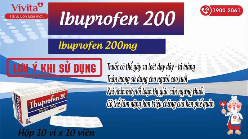 Lưu ý khi sử dụng thuốc ibuprofen 200 Nadyphar