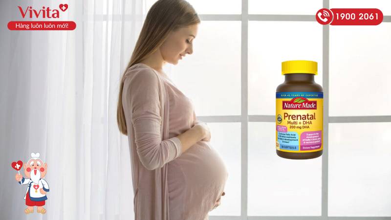 Vitamin tổng hợp Nature Made Prenatal Multi và DHA chứa tới 23 vitamin và khoáng chất cần thiết