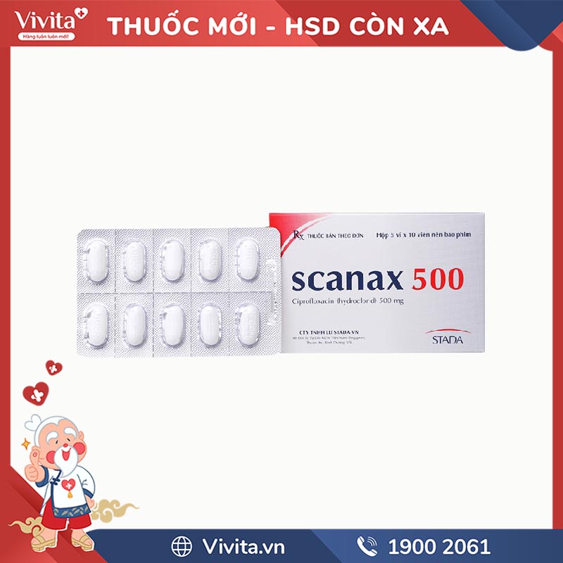 Thuốc kháng sinh trị nhiễm khuẩn Scanax 500 | Hộp 50 viên