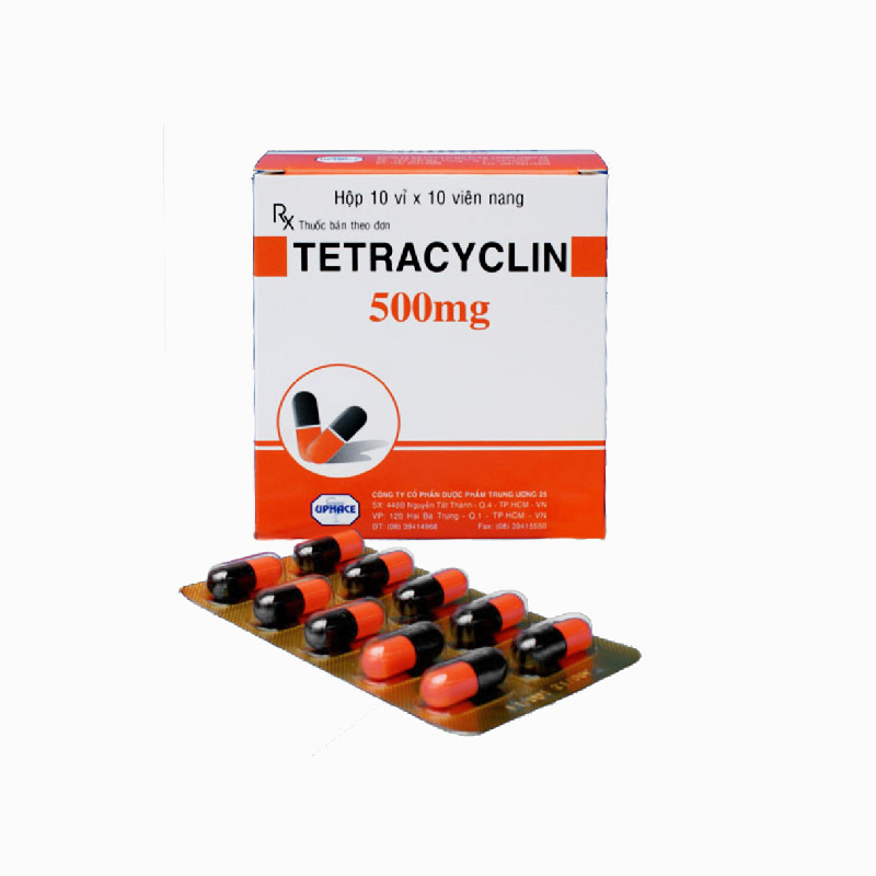 Thuốc kháng sinh trị nhiễm khuẩn Tetracycline 500mg | Hộp 100 viên