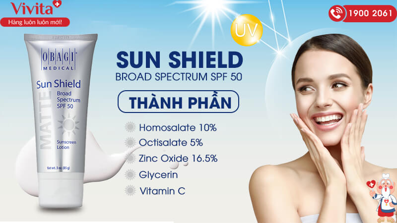 thành phần Obagi Sun Shield Broad Spectrum SPF 50