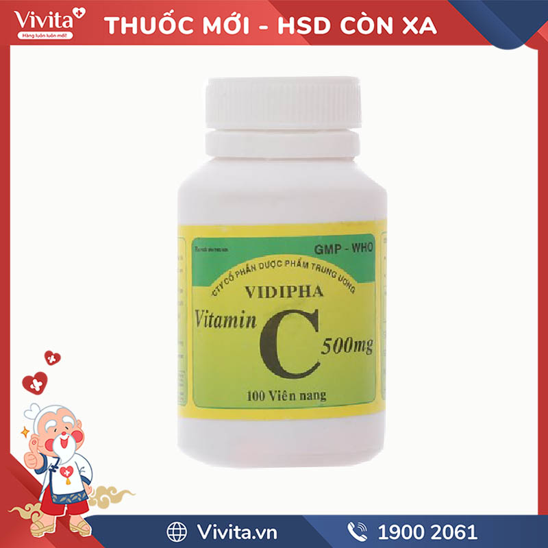 Thuốc bổ sung vitamin C 500mg Vidipha l Chai 100 viên