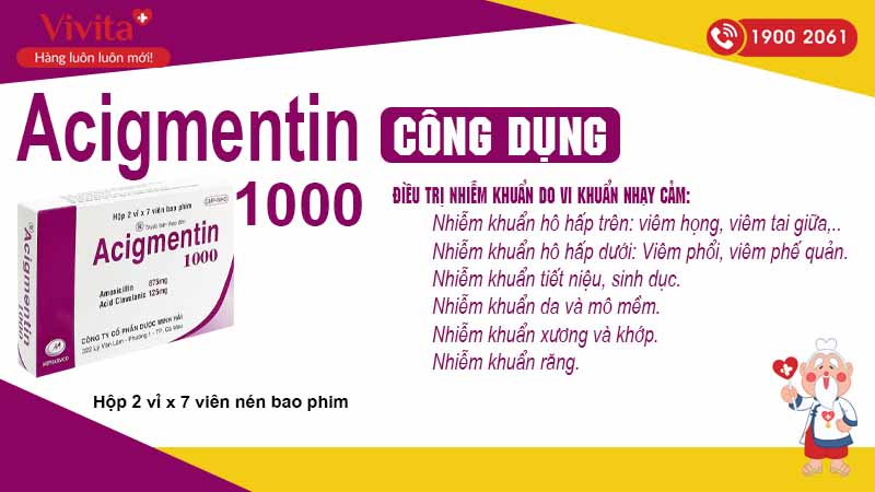 Công dụng kháng sinh Acigmentin 1000