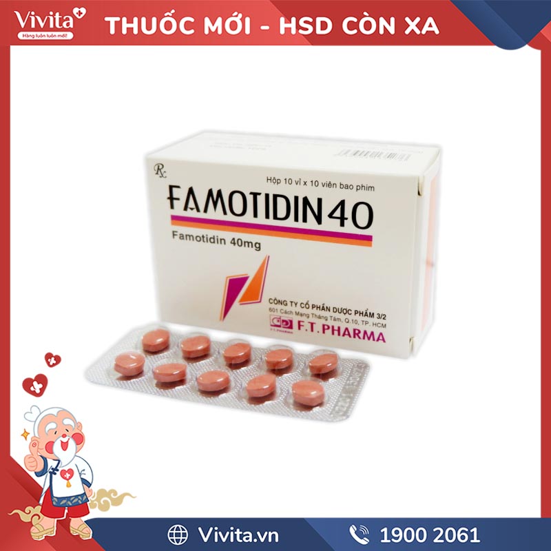 Thuốc trị loét dạ dày FAMOTIDIN 40 | Hộp 100 viên