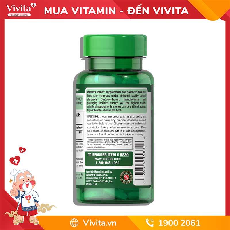 Viên Uống Puritan's Pride Magnesium 250mg Hỗ Trợ Cải Thiện Sức Khỏe Xương Khớp | Hộp 100 Viên