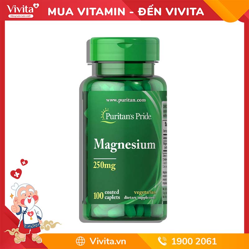 Viên Uống Puritan's Pride Magnesium 250mg Hỗ Trợ Cải Thiện Sức Khỏe Xương Khớp | Hộp 100 Viên