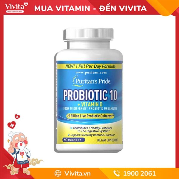 Puritan's Pride Probiotic 10 Vitamin D Hỗ Trợ Chức Năng Miễn Dịch [MỚI ...