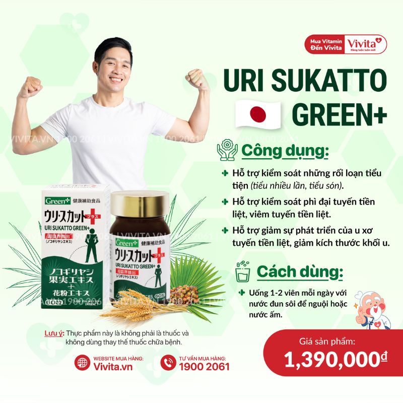 Hai thành phần nổi bật trong viên uống Uri Sukatto Green+ đó chính là chiết xuất từ quả của cây cọ lùn và chiết xuất phấn hoa.