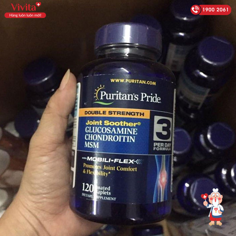 Viên Uống Hỗ Trợ Xương Khớp Puritan's Pride Double Strength Glucosamine, Chondroitin & MSM Joint Soother® Hộp 120 Viên