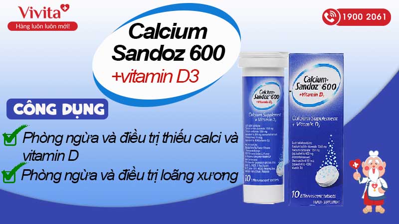 Công dụng của Calcium Sandoz 600 + Vitamin D3