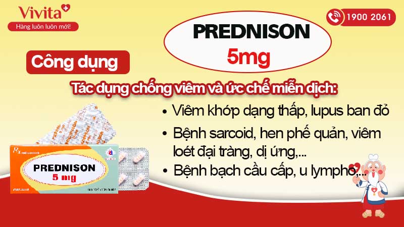 Công dụng của Prednison 5mg