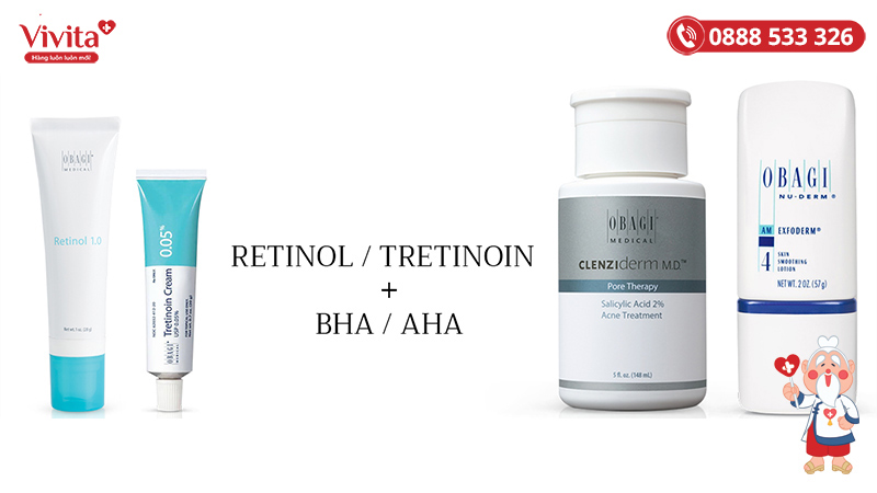 Retinol có thể kết hợp với BHA/AHA, Vitamin C