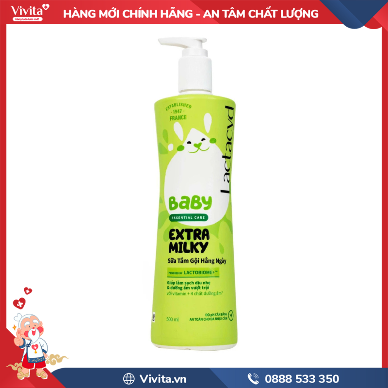 Sữa tắm gội Lactacyd Milky Baby 500ml