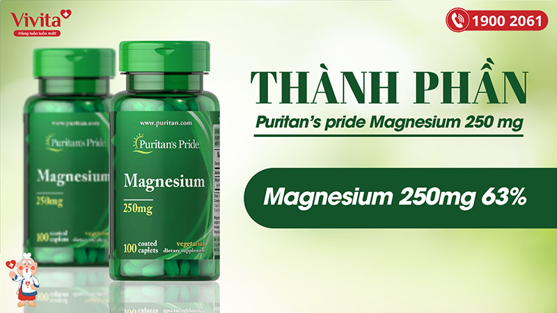 thành phần Puritan's Pride Magnesium 250mg