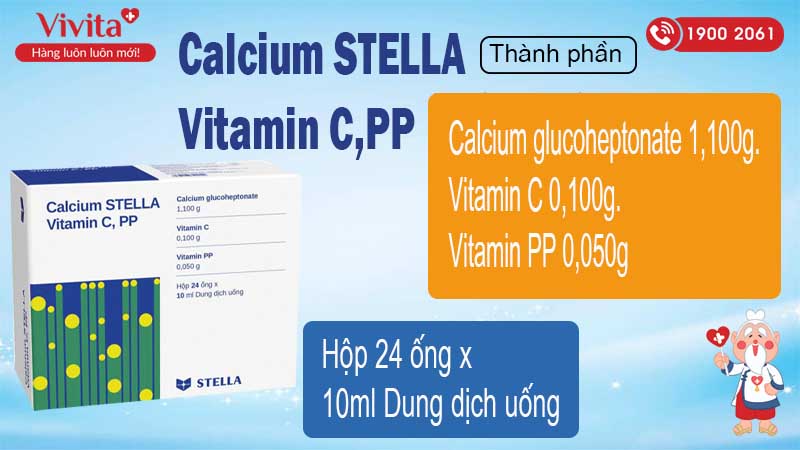Thành phần Calcium stella vitamin c pp