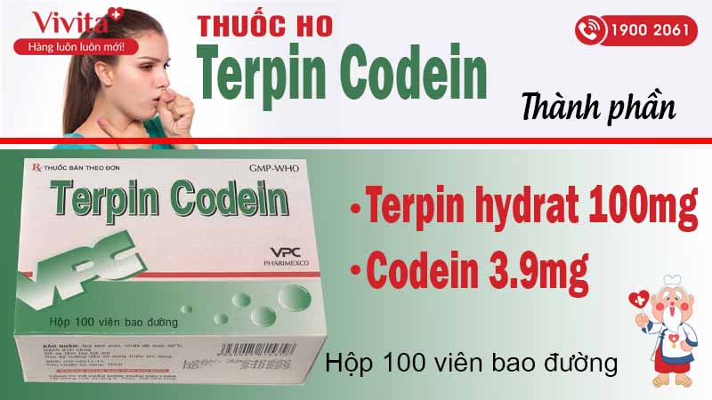 Thành phần thuốc ho Terpin Codein 